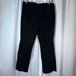 Vtg Covington‎ Leather Pants Sz 16 Black Suede High Rs Wide Leg  Washable * Read